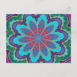 Blue Grönt Red Lila Mandala vykort
