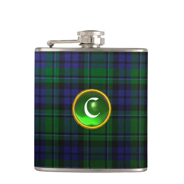 BLUE GRÖNT SCOTTISH TARTAN EMERALD GEM MONOGRAM FICKPLUNTA (Framsidan)