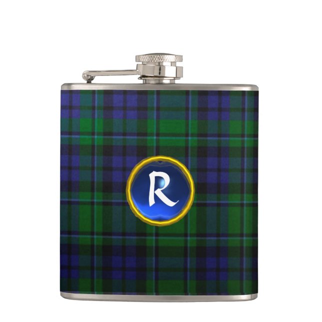 BLUE GRÖNT SCOTTISH TARTAN SAPPHIRE GEM MONOGRAM FICKPLUNTA (Framsidan)