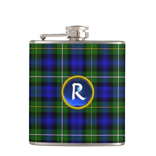 BLUE GRÖNT SCOTTISH TARTAN SAPPHIRE GEM MONOGRAM FICKPLUNTA (Framsidan)