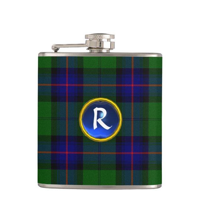 BLUE GRÖNT SCOTTISH TARTAN SAPPHIRE GEM MONOGRAM FICKPLUNTA (Framsidan)