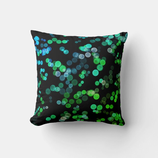 Blue Grönt Seagreen Abstrakt Bubble Mönster Kudde (Framsida)