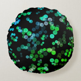 Blue Grönt Seagreen Abstrakt Bubble Mönster Rund Kudde