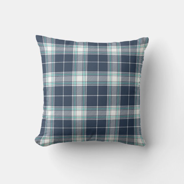 Blue Grönt Tartan Play Mönster Kudde (Framsida)