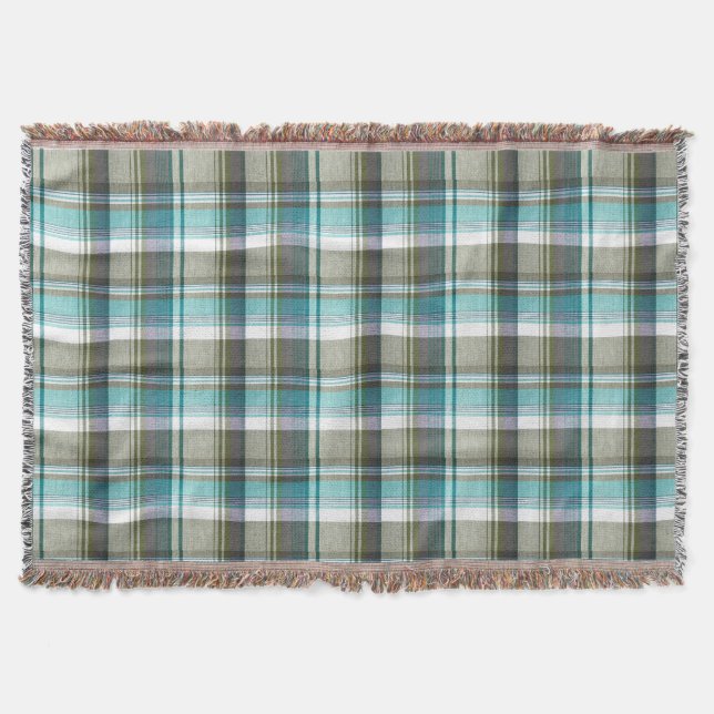 Blue Grönt Tartan Play Mönster Throw Blanket Filt (Framsidan)
