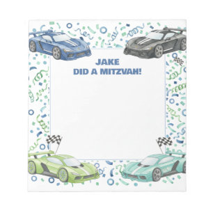 Blue Grönt Tävling car Supercar Personlig Mitzvah Anteckningsblock
