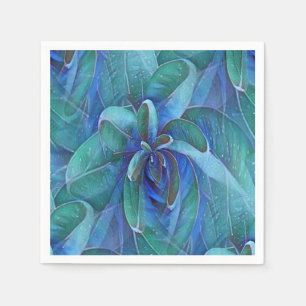Blue Grönt Teal Succulent Aloe Rosette Decoupage Pappersservett