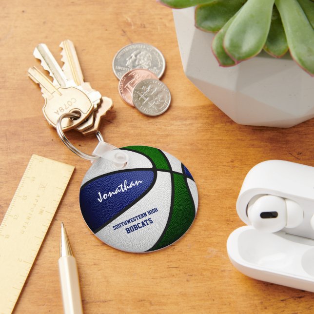 Blue grönt Team färg-killflickor basketboll Nyckelring (Skrivbord)