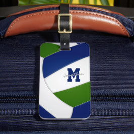 Blue grönt Team färg monogrammed volleyball Bagagebricka
