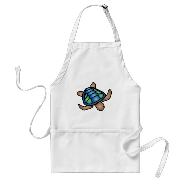 Blue Grönt Turtle Apron Förkläde (Framsidan)