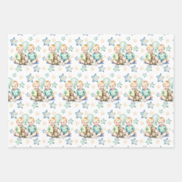 Blue Grönt Twin Pojke Baby Shower eller Nyfödd beb