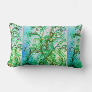 BLUE GRÖNT WHIMSICAL FLOURISHES with HEART Lumbarkudde