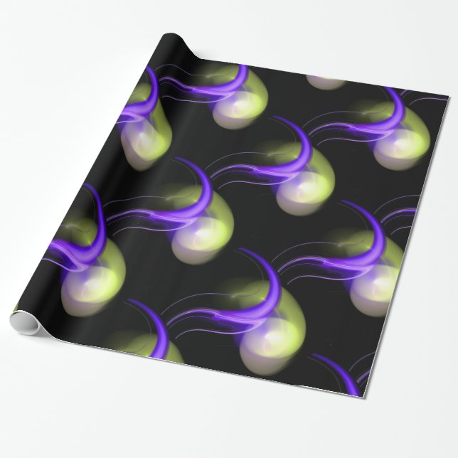 BLUE GRÖNT WHITE ALIEN PEARLS PRESENTPAPPER (Utrullad)