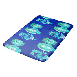 Blue Grönt White Elegant Monogrammed Ginger Burk Badrumsmatta