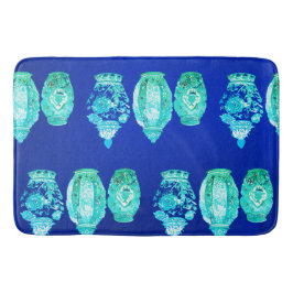 Blue Grönt White Elegant Monogrammed Ginger Burk Badrumsmatta