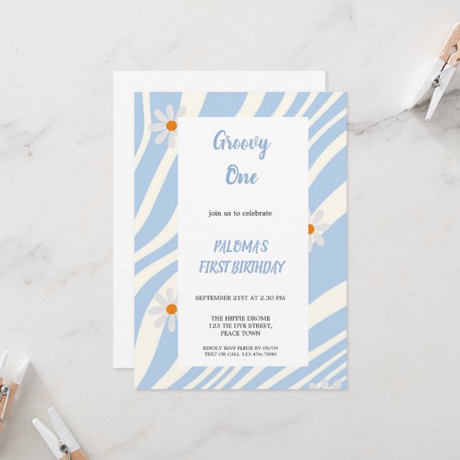 BLUE GROOVY FÖDELSEDAGSFEST INBJUDAN (Fram/Back In Situ)