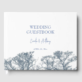 Blue Grund Träd Tropical Boho Bröllop Gästböcker