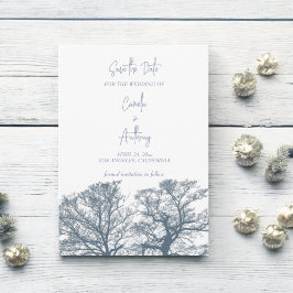 Blue Grund Träd Tropical Boho Bröllop Inbjudningar