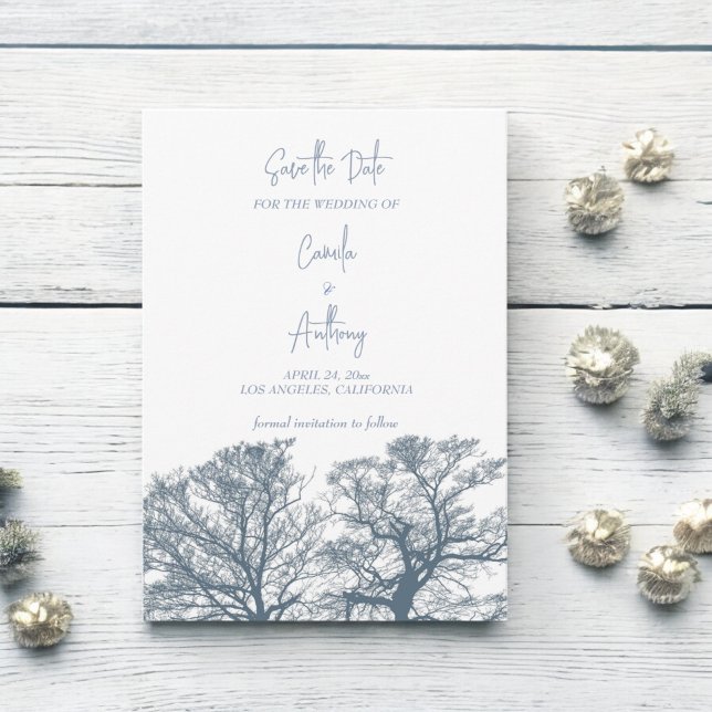 Blue Grund Träd Tropical Boho Bröllop Inbjudningar (Skapare uppladdad)