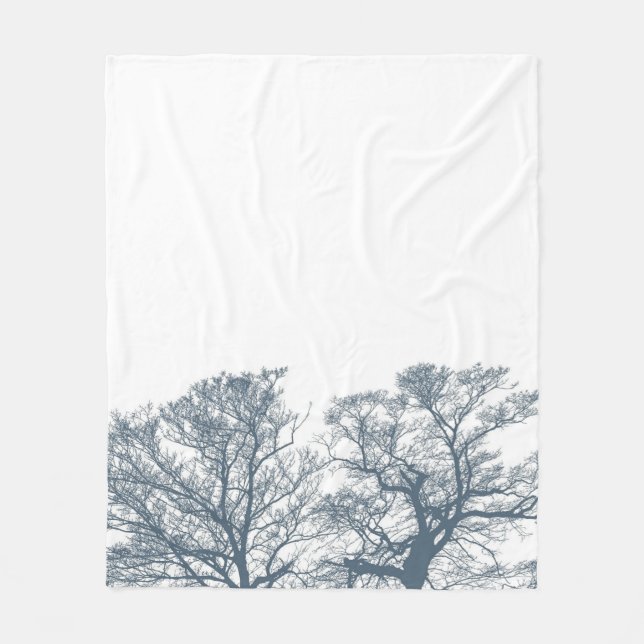 Blue Grund Träd Tropical Boho Fleecefilt (Framsidan)