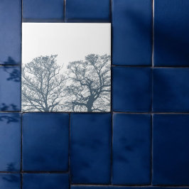 Blue Grund Träd Tropical Boho Kakelplatta