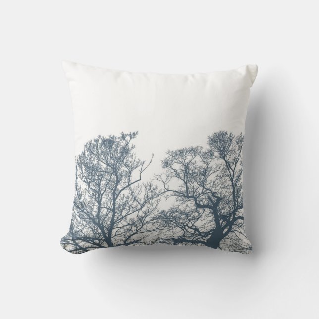 Blue Grund Träd Tropical Boho Kudde (Framsida)