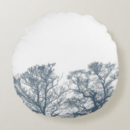 Blue Grund Träd Tropical Boho Rund Kudde
