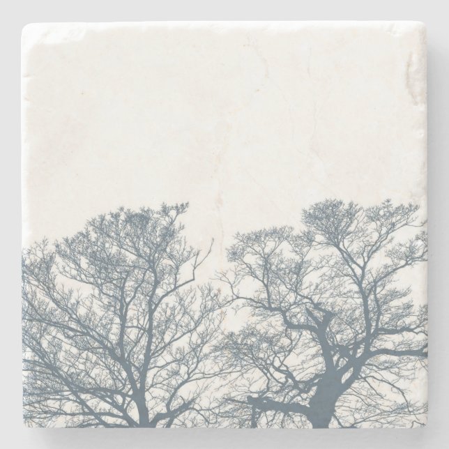 Blue Grund Träd Tropical Boho Stenunderlägg (Framsidan)