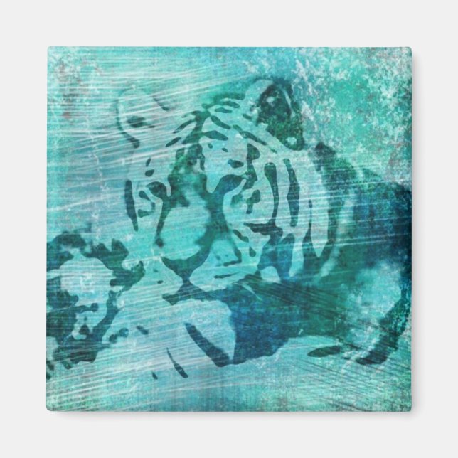 Blue Grunge Tiger Magnet (Framsidan)