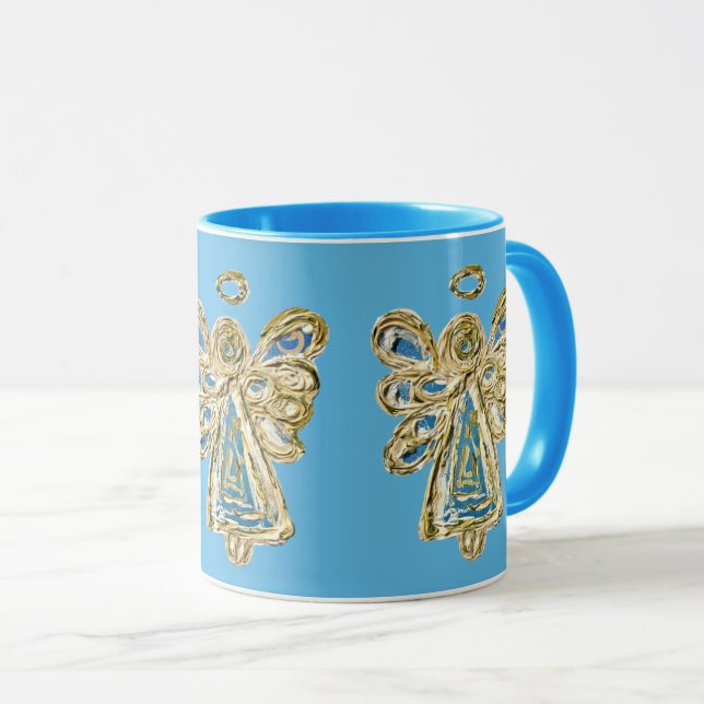 Blue Guardian Angel Anpassningsbar Coffee Kopp Mug (Framsida höger)