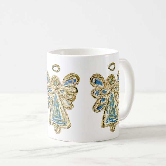 Blue Guardian Angel Anpassningsbar Coffee Mugg Kop (Framsida höger)