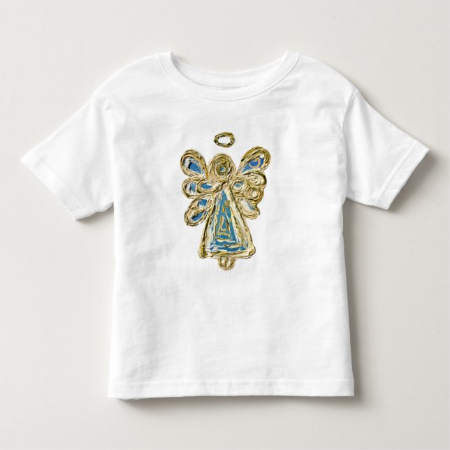 Blue Guardian Angel Anpassningsbar Helgdag Art Shi T Shirt (Framsida)