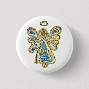 Blue Guardian Angel Anpassningsbar Helgdag Button Knapp