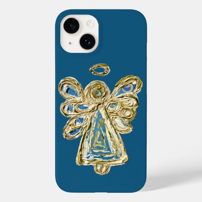 Blue Guardian Angel Art Anpassningsbar iphone case (Baksida)