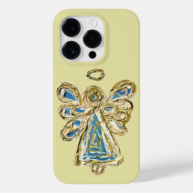 Blue Guardian Angel Art Anpassningsbar iphone case (Baksida)