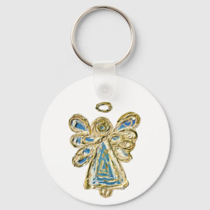 Blue Guardian Angel Art Anpassningsbar Keychain Nyckelring