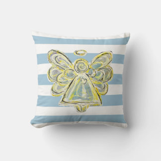 Blue Guardian Angel Art Stripe Pillow Kudde