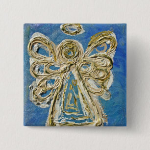 Blue Guardian Angel Button, Pin eller Pendant Knapp