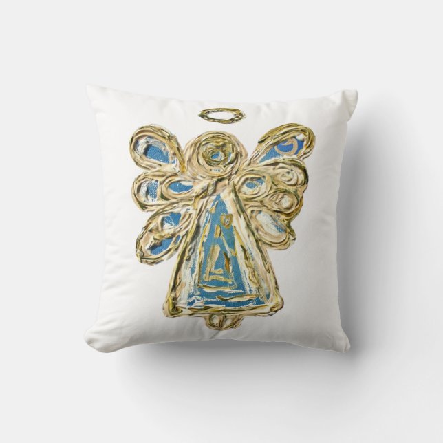 Blue Guardian Angel Decorative Art Dekorativ kudde (Framsida)