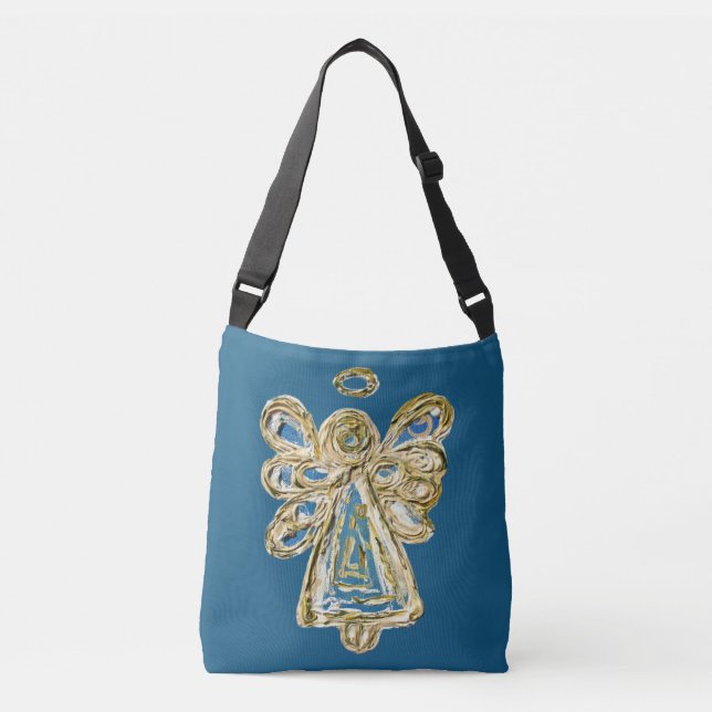 Blue Guardian Angel Purse Art Kor Body Bag Axelväska (Framsida)