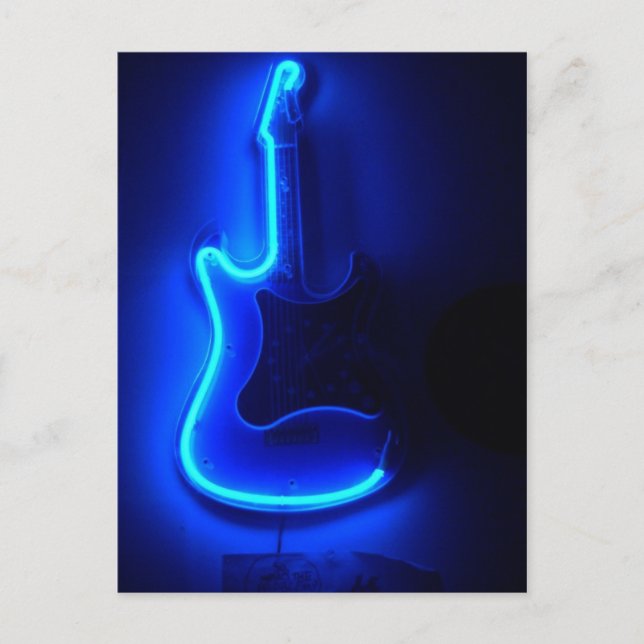 Blue Guitar, Coola Neon-tecken Vykort (Framsida)