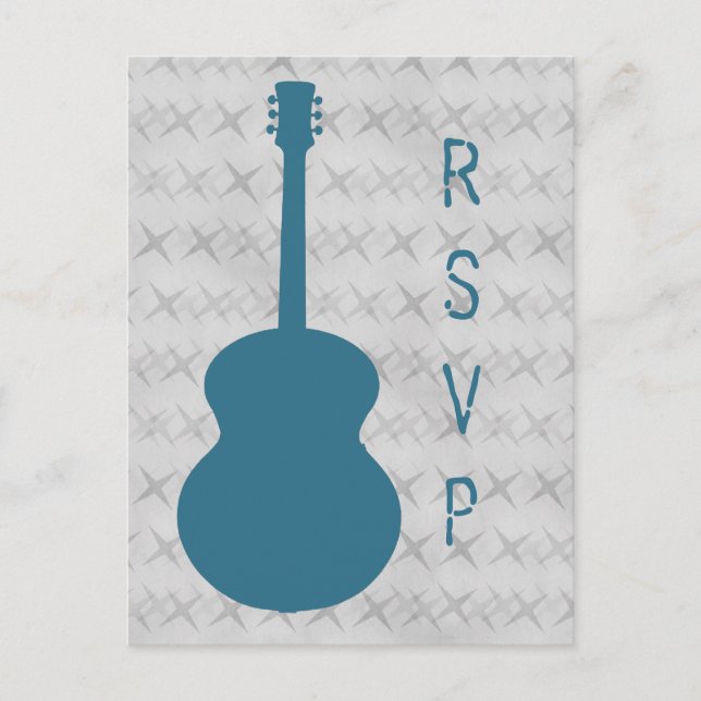 Blue Guitar Grunge OSA Postcard Inbjudan Vykort (Framsida)
