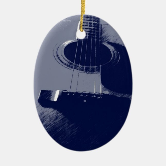 Blue Guitar Julgransprydnad Keramik (Framsidan)