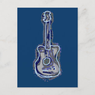 Blue Guitar Music-instrument Vykort