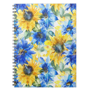 Blue Gula blommor Birthday Anteckningsbok