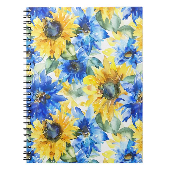 Blue Gula blommor Birthday Anteckningsbok (Framsidan)