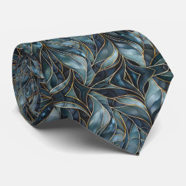 Blue Guld Abstrakt Neck Tie Slips