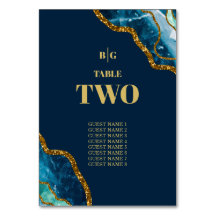 Blue & Guld Agate Geode Glitter Bröllop