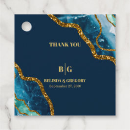 Blue & Guld Agate Geode Glitter Bröllop Gåvor Etiketter