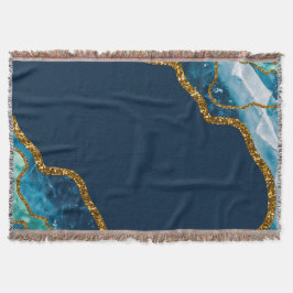 Blue & Guld Agate Geode Glitter Filt